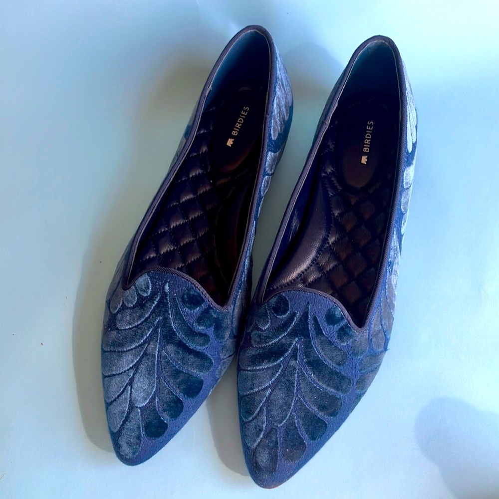 Birdies Blue Velvet Flats